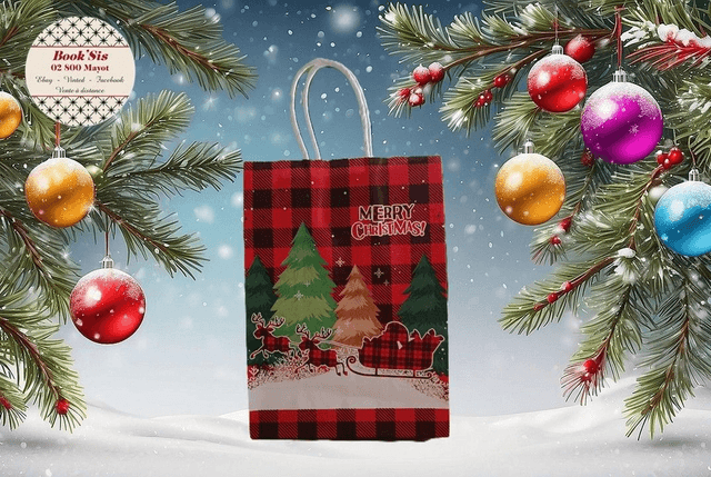 Sacs cadeaux Noël 15x21x8 cm