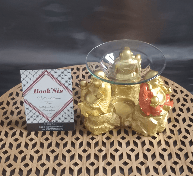Brûleur " Bouddha chinois porte-bonheur pailleté "