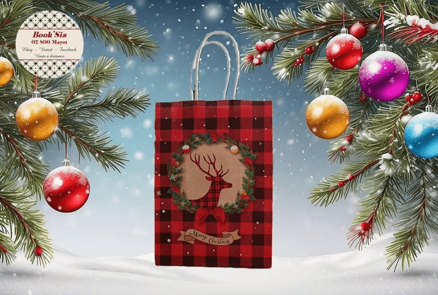 Sacs cadeaux Noël 15x21x8 cm