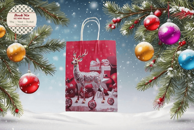 Sacs cadeaux Noël 18,5x25,5x9,5 cm